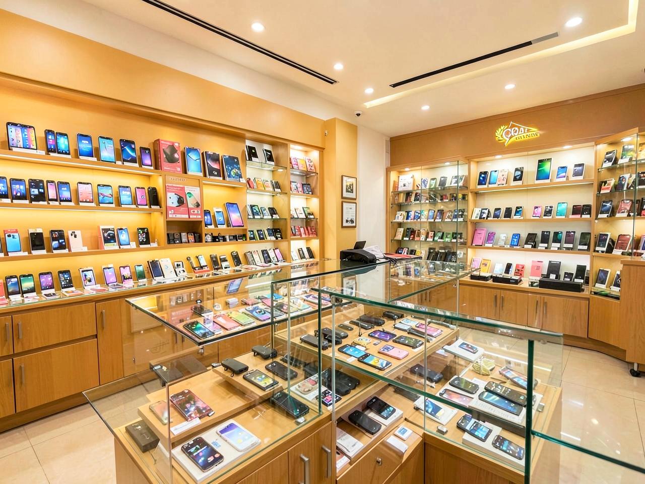 Inside the Sai Cell Point store with phones and accessories on display